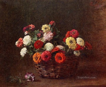  henri - Zinnias2 pintor de flores Henri Fantin Latour